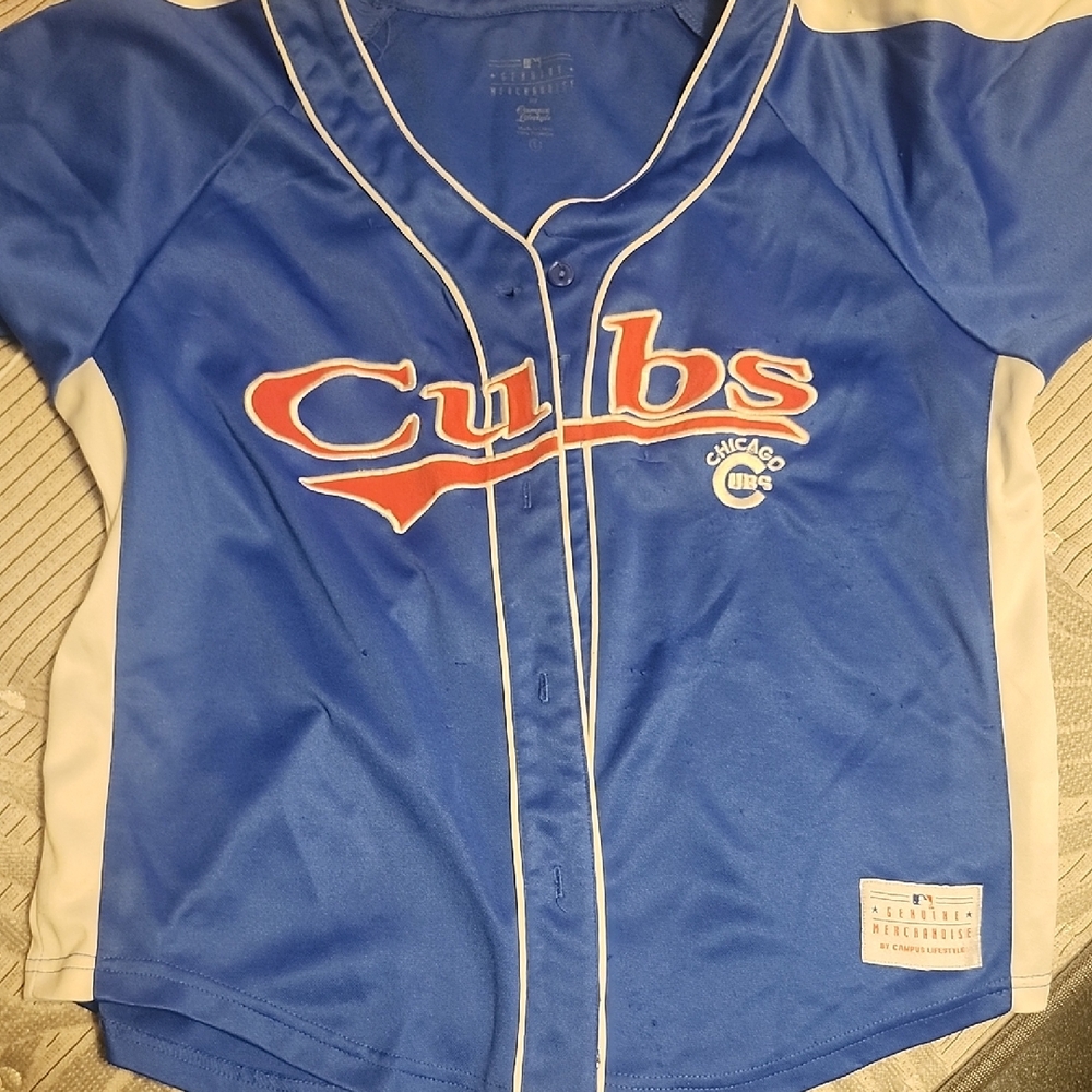 Womens Genuine Merchandise Blue Cubs Jersey/ Shirt